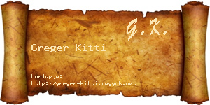 Greger Kitti névjegykártya